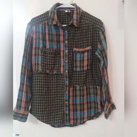Pilcro Tops - Pilcro By Anthropologie Women's Multicolor Plaid Button-Down Shirt Size Xs